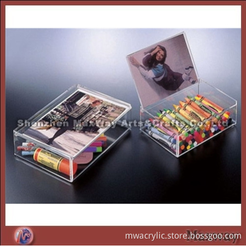 Acrylic transparent pen/stationery box holder with logo